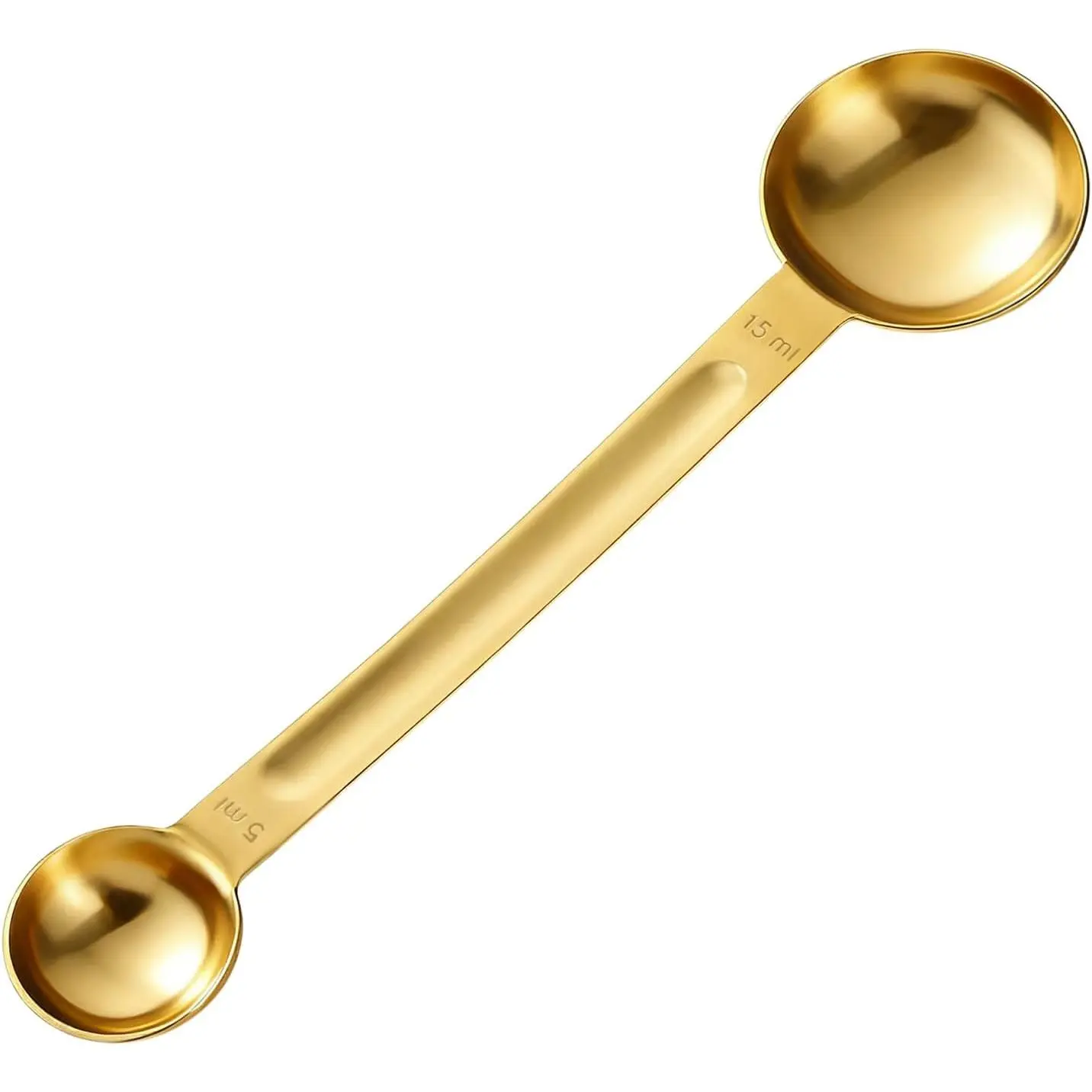 Stainless Steel Double Sided Measuring Spoon 1 Tsp (5ml) & 1 Tbsp (15ml) Dual-Measure Long Handle Coffee Scoop Teaspoon (Gold)