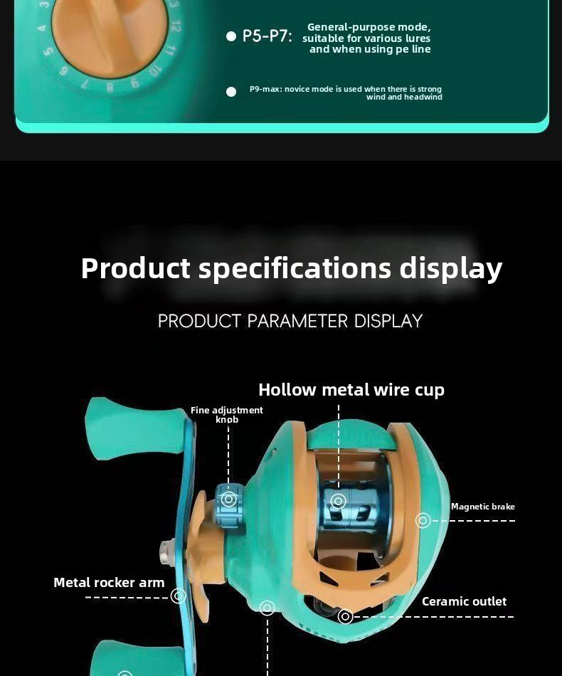 Green Macaron Baitcasting Reel, Full Metal Spool, Long Cast Anti-Backlash Versatile Fishing Reel