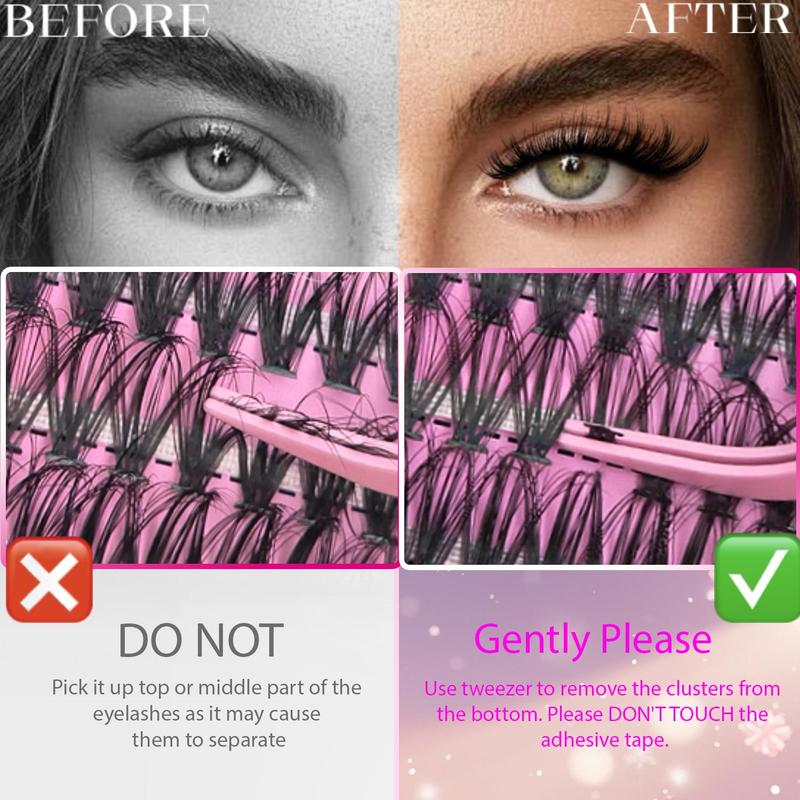 Mixed Length and Color DIY Eyelash Extension Set, Self-Application Volume Cluster Lashes, Rainbow Wispy Individual Lash Clusters, Individual Lash Extensions