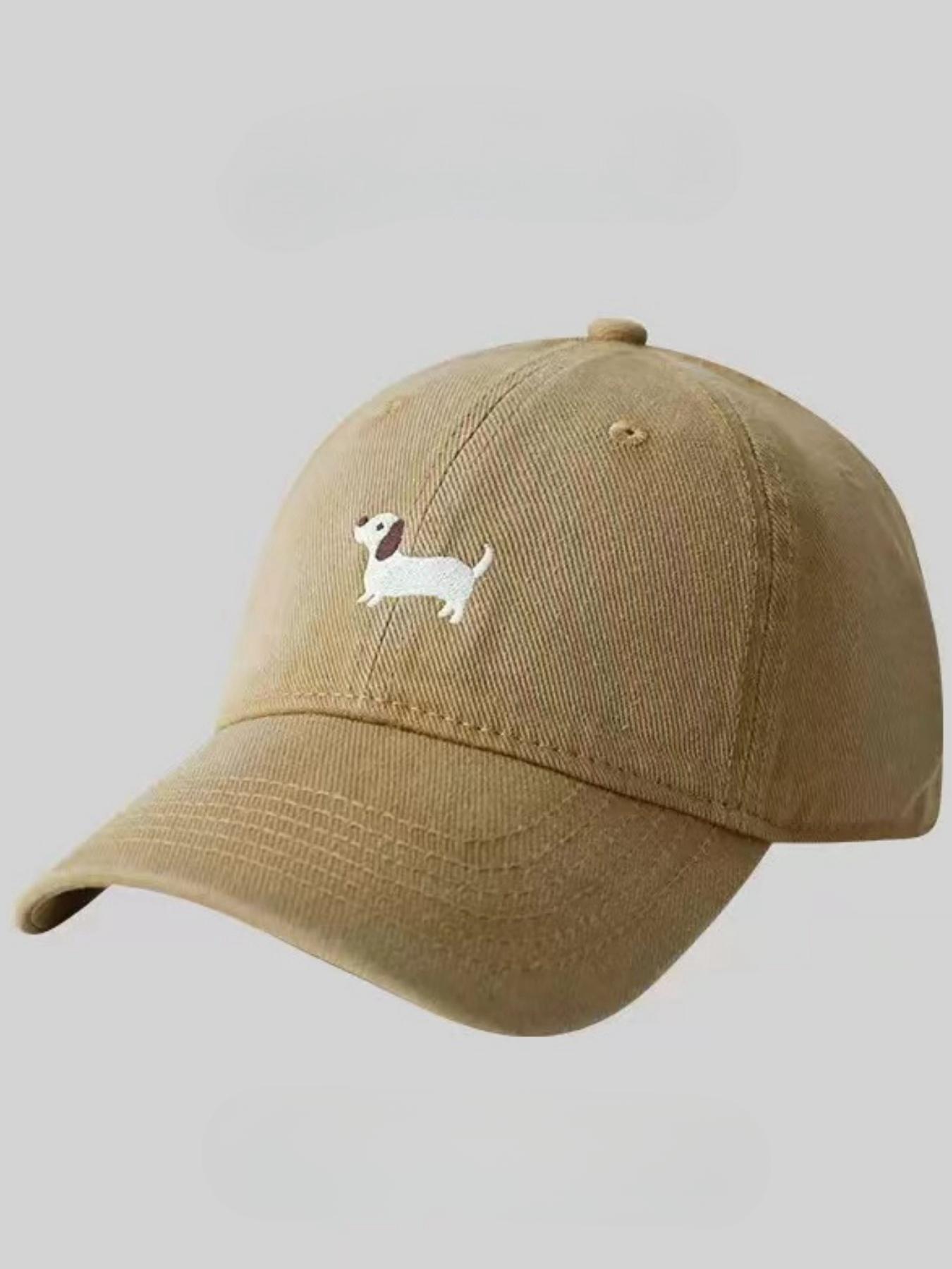 Cute Cartoon Sausage Dog Embroidered Baseball Cap, Animal Hats, High-Quality Wide Brim, Casual Fitted Hat for All Seasons, Unisex Fashion Accessory