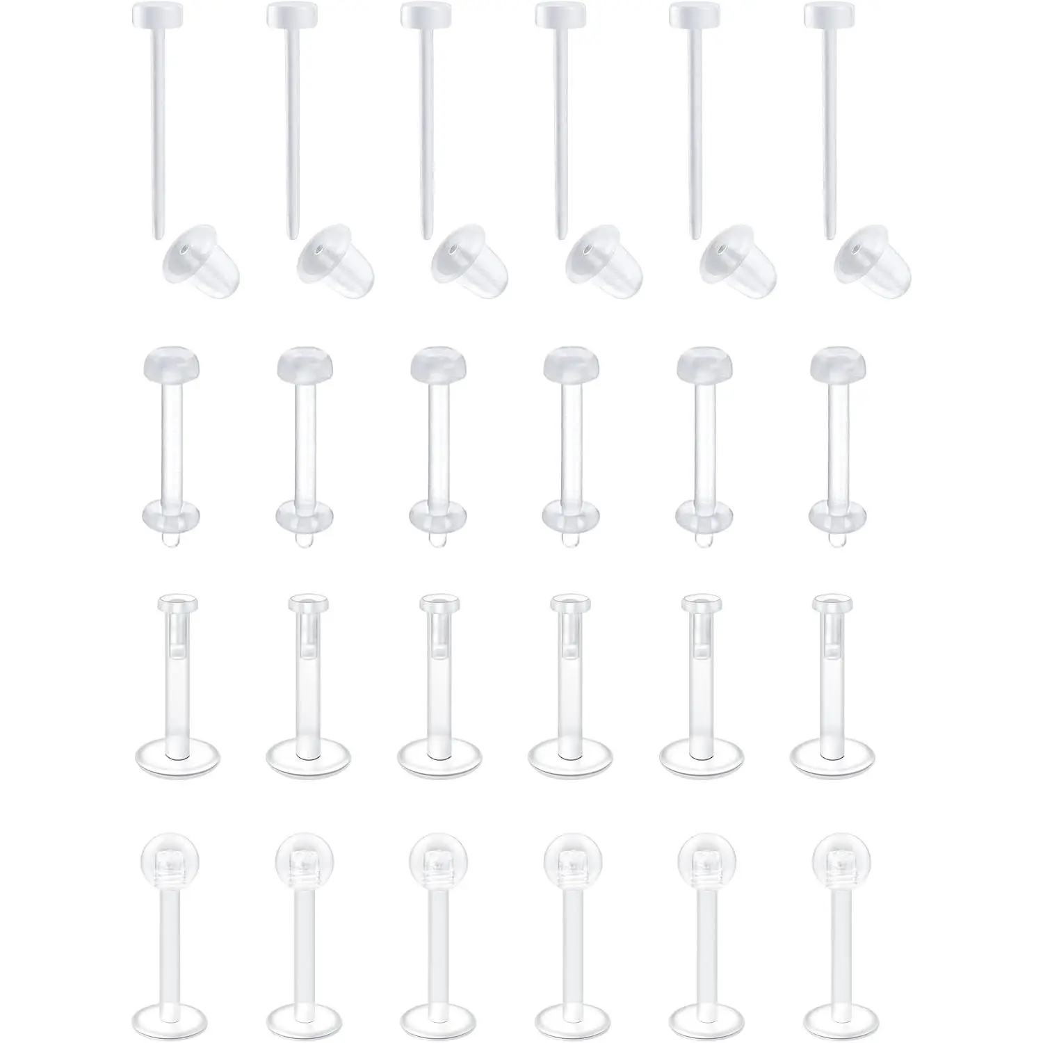 Clear Nose Studs Clear Nose Rings for Work Clear Nose  Plastics Nose Retainer for  Nose Ring Spacers Nose Rings Retainer Septum Retainer Clear Lip Rings Plastic Earrings Studs