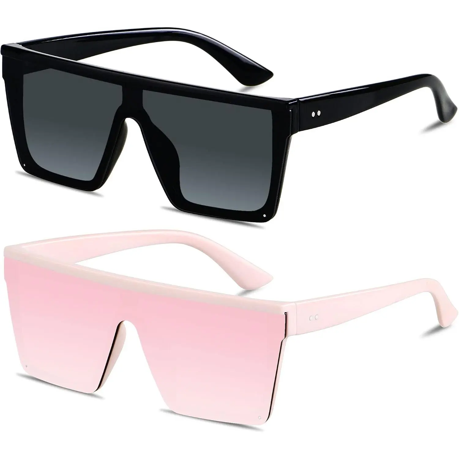 Square  Sunglasses for Women Men Big Flat Top Fashion Shield Large UV Protection Rimless Shades