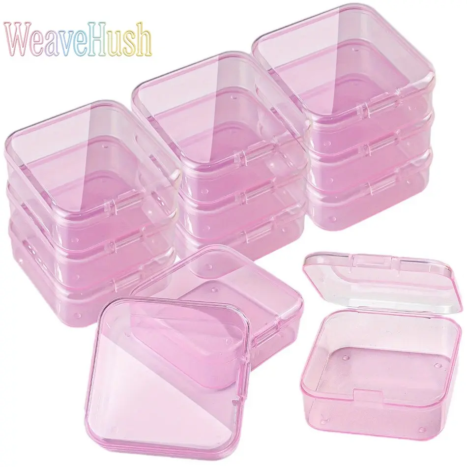 10Pcs Square Clear Plastic Storage Boxes, Mini Transparent Organizer Cases for Jewelry, Beads, Small Craft Parts Classification Storage