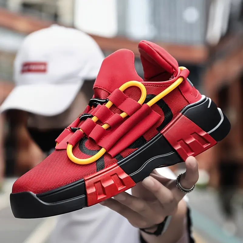 GGOR This Season's European Site Influencer Shoes, Trendy and Versatile Black Samurai Dad Shoes for Men, Popular and Unique Catwalk Shoes, Breathable Platform Shoes for Height Increase, White Trendy Sneakers