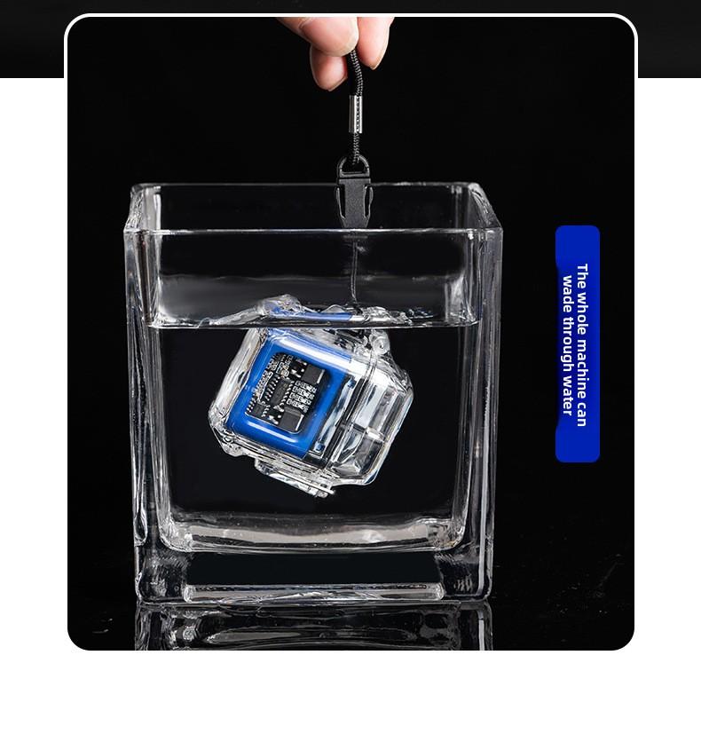 Transparent shell waterproof electronic pulse lighter, outdoor windproof lighter, waterproof dual arc lighter