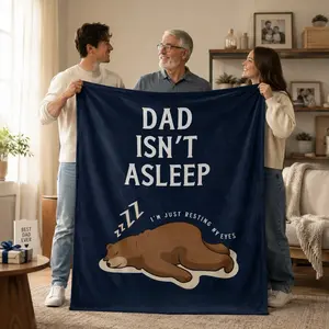 【Father's Day】Funny Birthday Gift for Dad Husband, Dad Is Not Sleeping Flannel Blanket, Fathers Day Dads Gifts From Daughter Son, Super Soft Throws Blanket for Couch and Napping