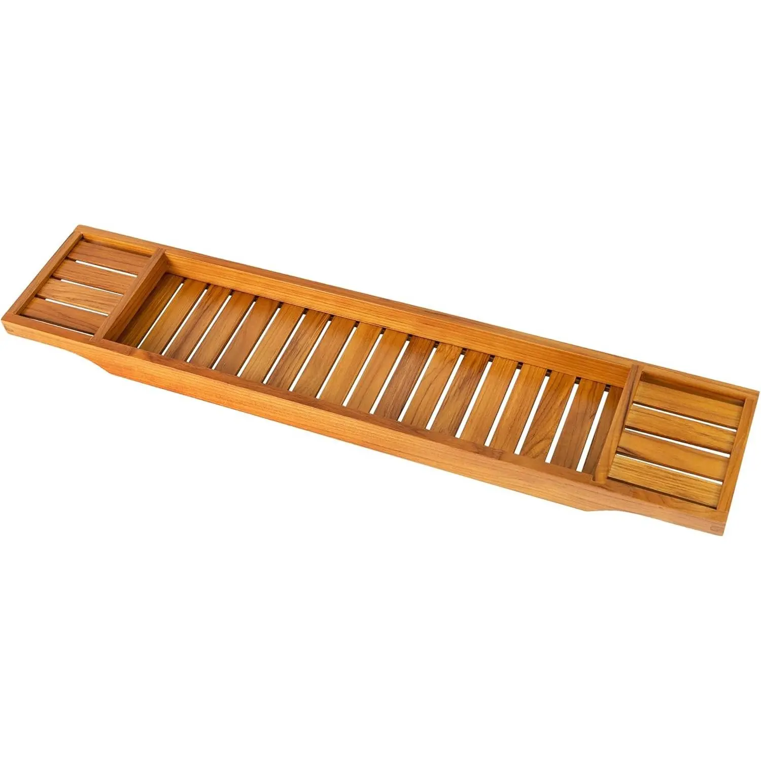 Non-Expandable Teak Bathtub Tray, 33.8" x 6" x 1.8" | Bath Tub Wood Table for Tub, Wood Bath Table for Reading, Wine, Spa Gift for Women, Wooden Bathroom tray