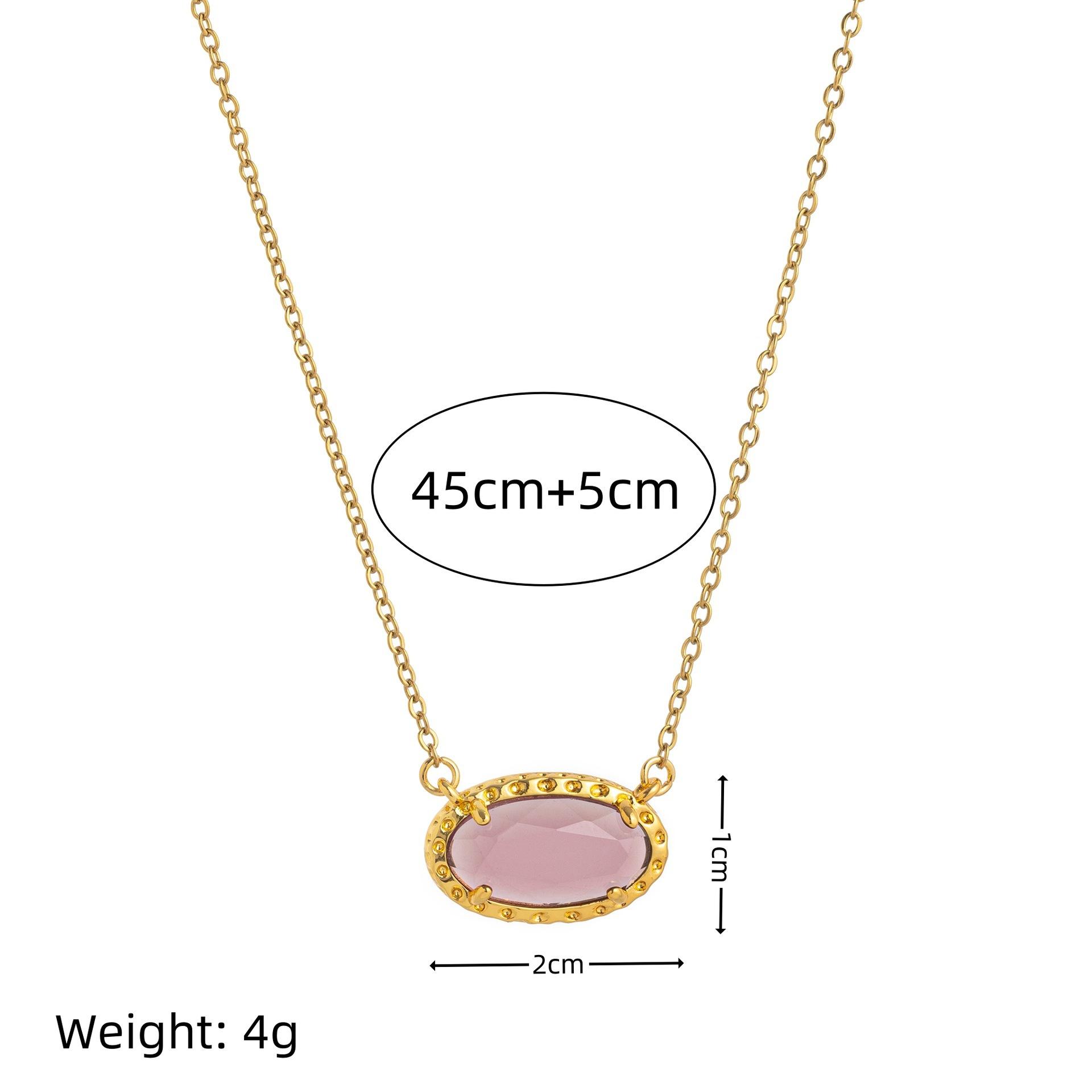 European and American cross-border best-selling necklace with colorful zircon and natural stone, oval collarbone chain, fashionable and trendy niche personalized jewelry