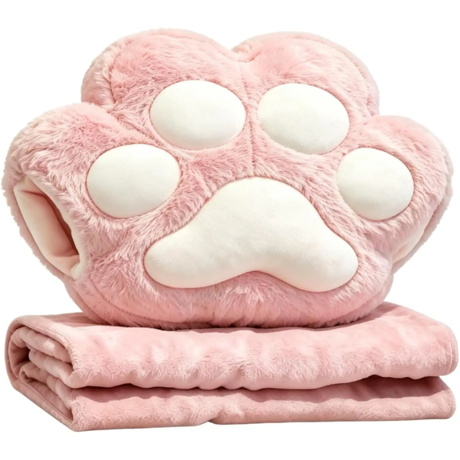 Paw Warm Hand Pillow,with 66 * 35Inch Travel Blanket,2 in 1 Travel Pillow and Blanket Set,for  Office Camping Essentials ()