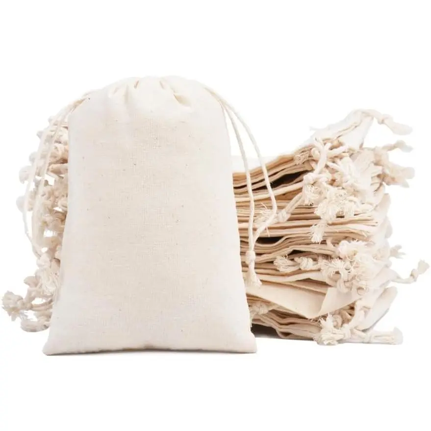 20 Pieces Pure Cotton Drawstring Bags Muslin Bags Sachet Bag for Home Supplies （4 * 6"）
