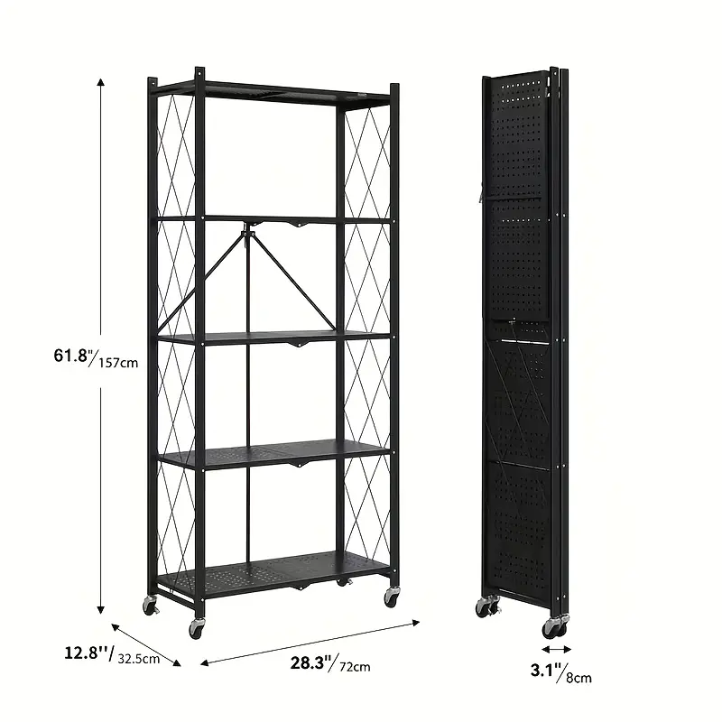 3/4/5-Tier Outdoor Storage Rack, No Assembly Required, Multi-Layer Storage Rack with Wheels, Portable Floor-Standing Miscellaneous Storage Rack, Outdoor Storage Rack, Storage Solutions