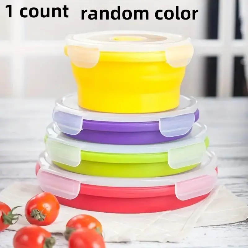 1 count Leakproof Silicone Insulated Lunch Box - Collapsible Bento Box for Office Workers - Microwave and Freezer Safe - BPA Free Airtight Plastic Lid - Home Kitchen Supplies