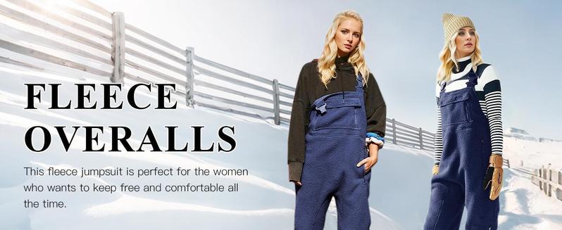 Imily Bela Women's Fleece Warm Overalls Winter Loose Casual Jumpsuits with Pockets