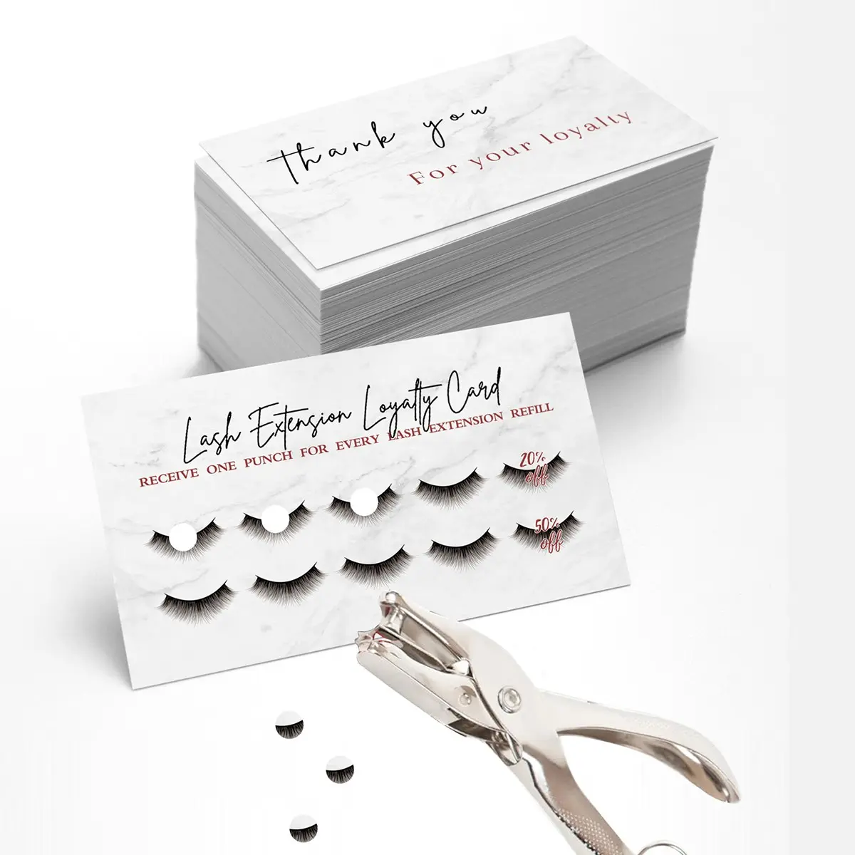 50 Pieces Business Referral Loyalty Cards, Dual-Sided Discount Cards for Beauty & Eyelash Services, Ideal for Rewards Programs