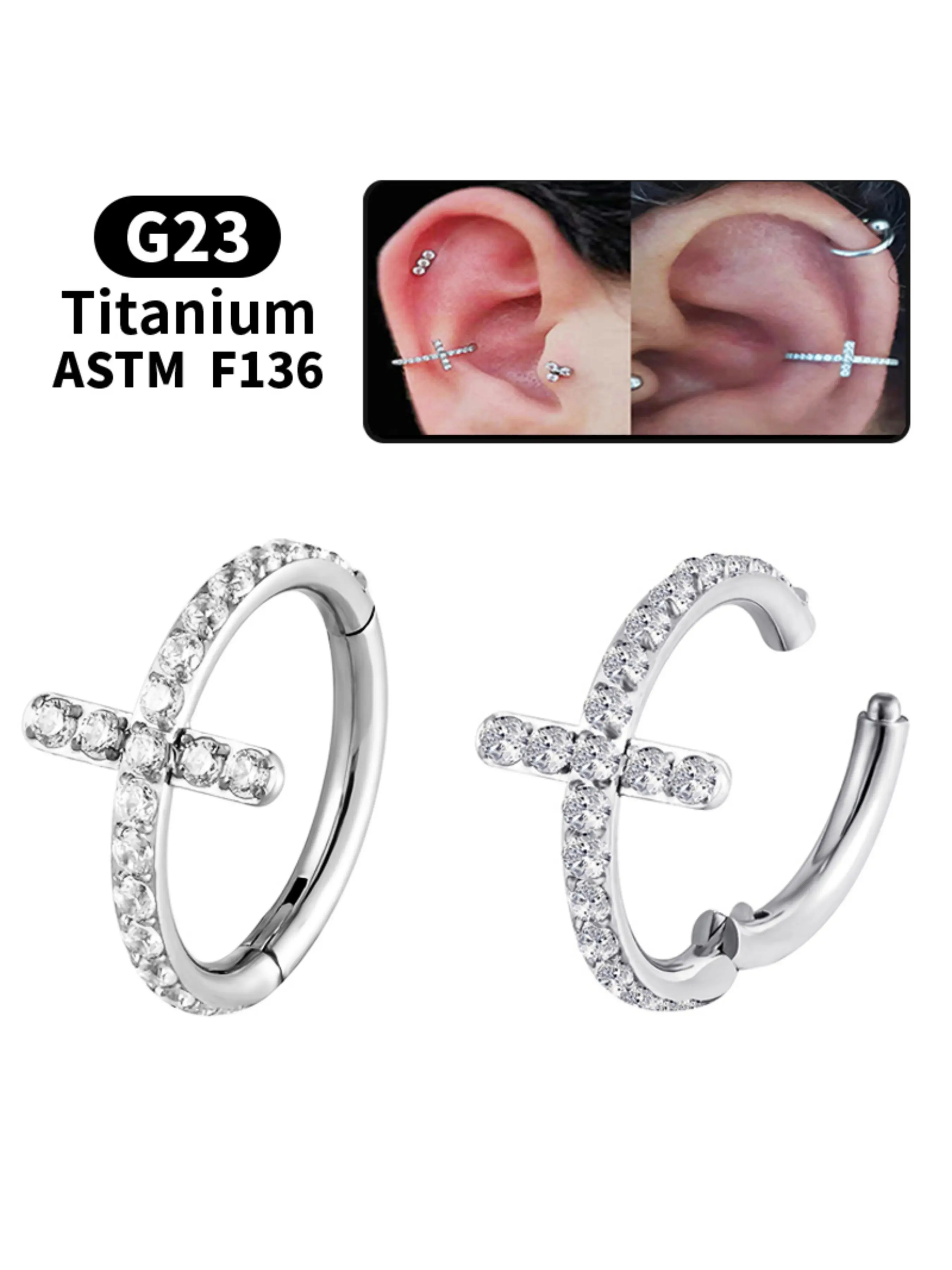ASTM F136 G23 Titanium Earrings Zircon Cross Drop Earrings For Women Gift Earing Fashion Jewelry