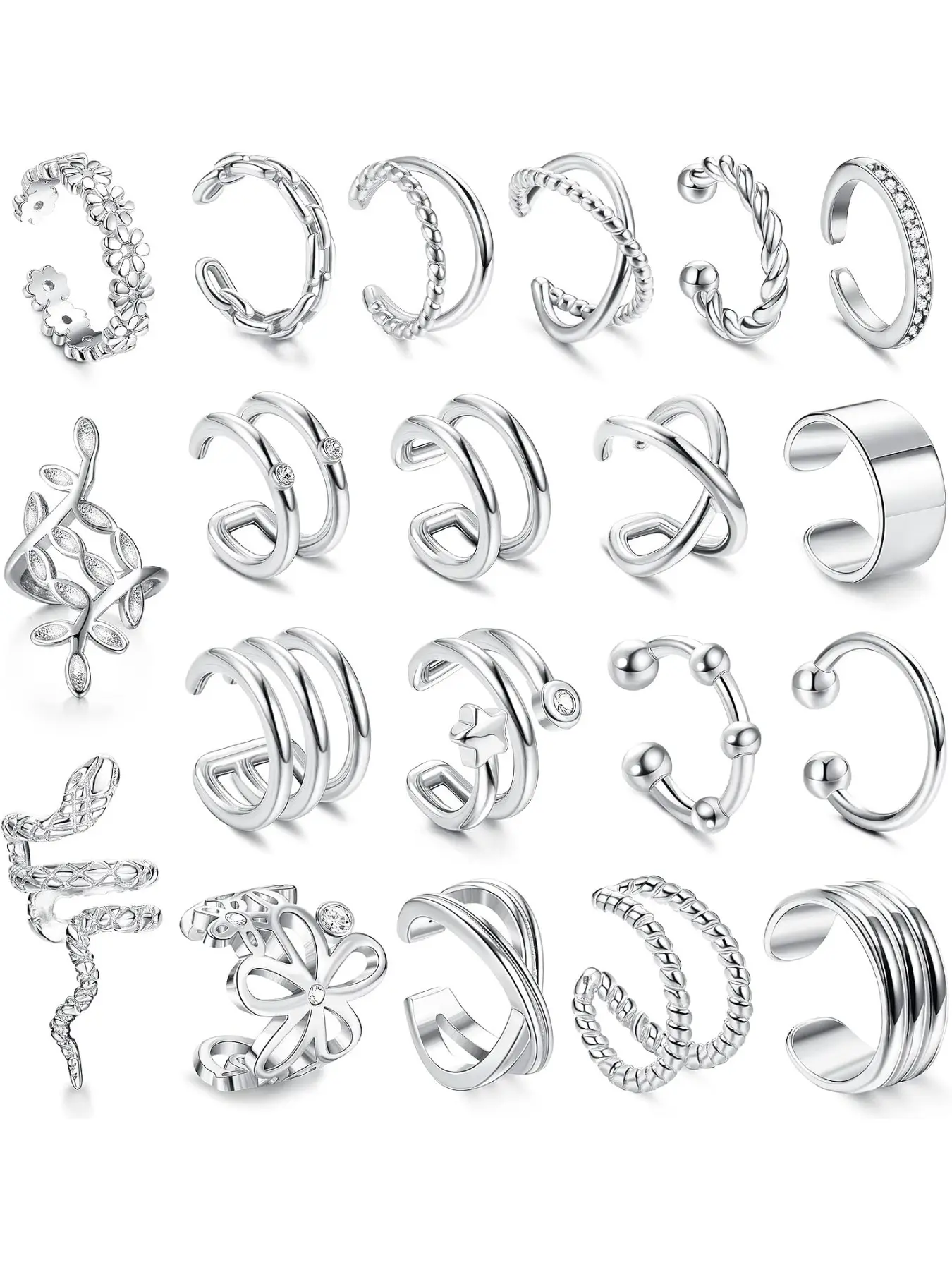 20 Ear Cuff Set Women's Ear Cuff Earrings Earcuffs Set Helix Cartilage Ear Cuff Without Ear Hole Wrap Earring Fake Earrings Ear Cuffs Ear Cuff Ear Cuff | Earcuffs Set Helix Knorpel Ohrmanschette Ohne Ohrloch Wickelohrring Fakepircings Ohr Cuffs Ohrklemme