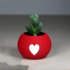 3D Mini Succulent Planter with Heart Pattern, Indoor Outdoor Home Decor, Desktop Ornament, Holiday Gift, Collectible Item
