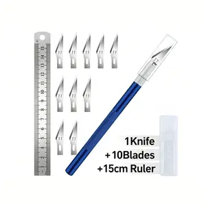 Craft Knife Set with 11 Blades and 1 Ruler Razor, Precision Cutting Tools for DIY Projects, New Hobby Exacto Blades Xacto