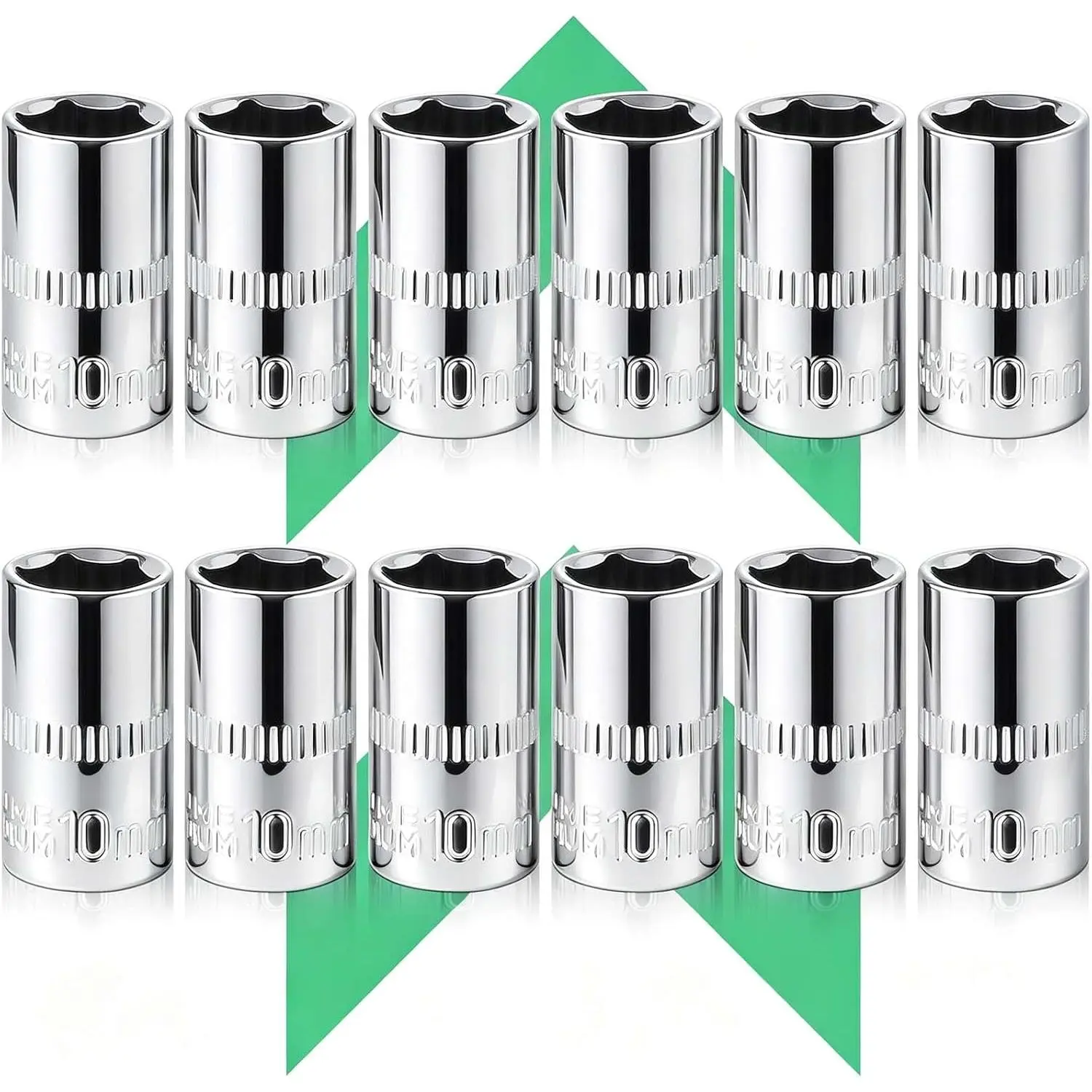 12- Durable 1/4" Drive 10mm Socket Set – Shallow, 6-Point, Cr-V Steel & -Resistant