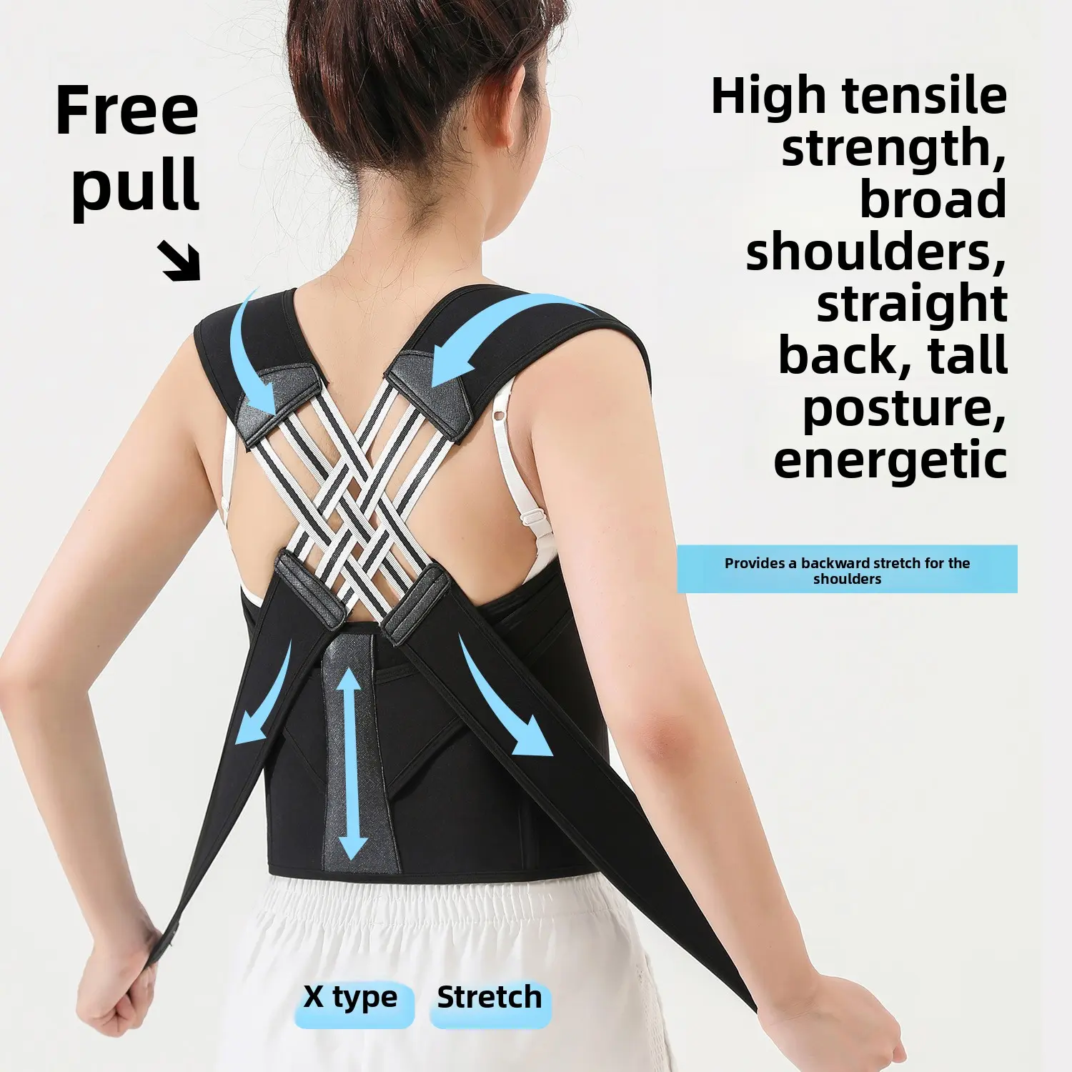 X-Shaped Nylons Posture Corrector for Adults - Adjustable, Breathable Athletic Back Brace for Shoulder Support & Spine Alignment, Posture Fixer, Back Training, Lightweight Wear, Posture Trainer, Ergonomic Back Protector