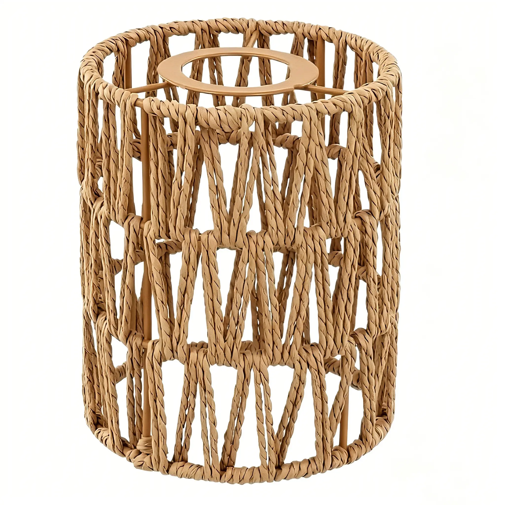 Bohemian Style Decorative Lamp Shade, Handmade Woven Rattan Pendant Light Cover, Natural Rattan Cylinder Shade, Ideal for Restaurant, Living Room, Bar