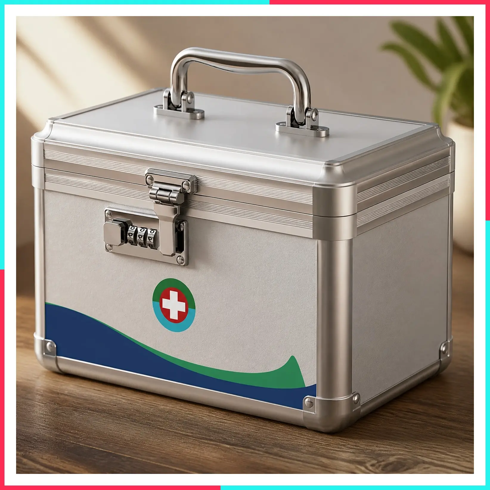 Medicine Lock Box, 10x6x6.5 in, Medication Lock Box with Code