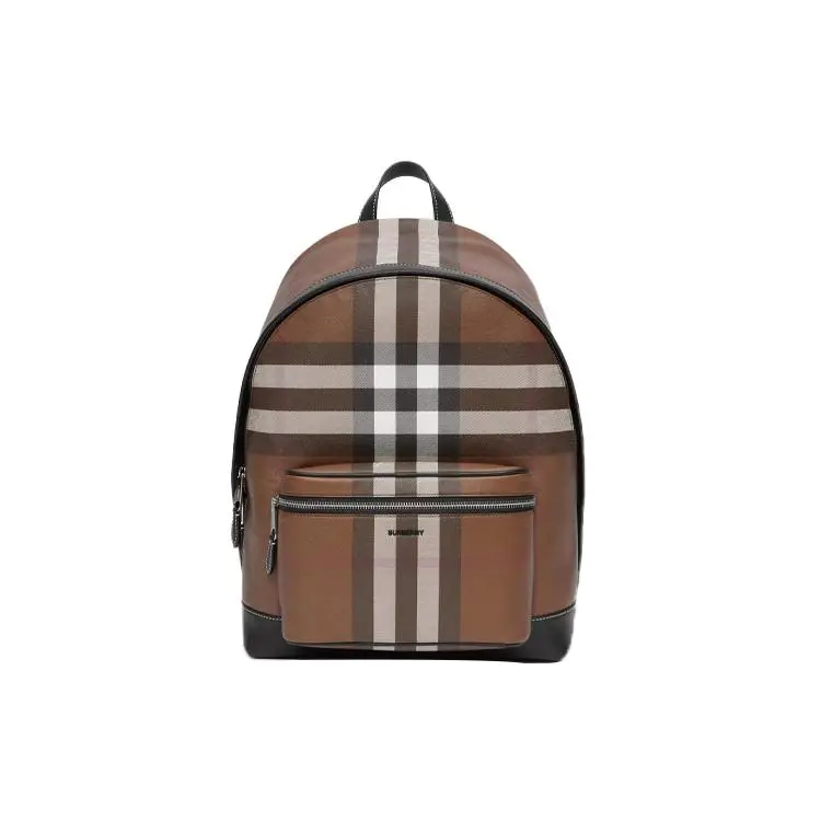 Burberry Classic Oversized Tartan Backpack with Eco-Leather Details – Unisex, Deep Hazel Brown and Multicolor Check