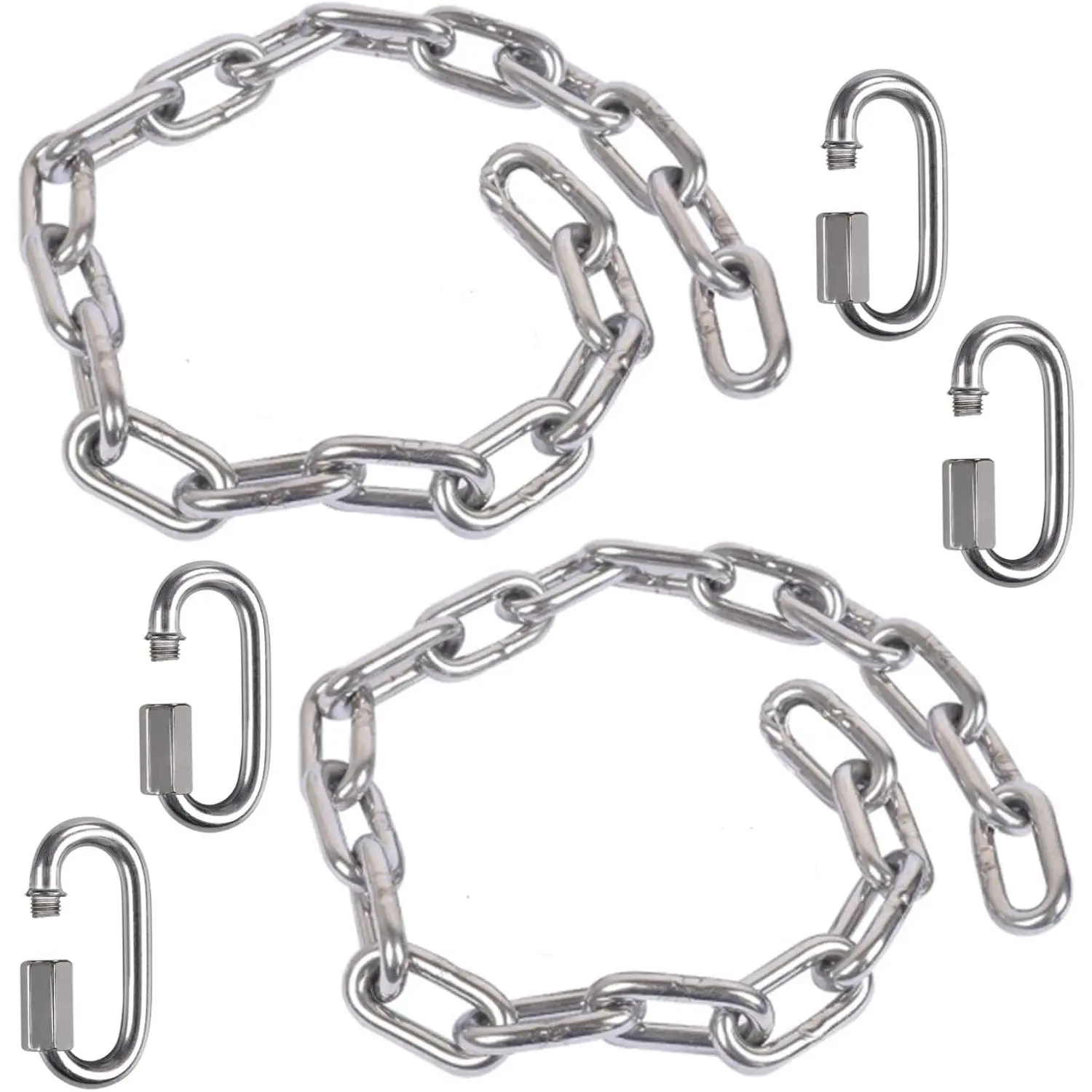 2 Stainless Steel Chains (28") Swing Chains, Heavy Duty Swing Hardware,4 Quick Connection Buckles, Indoor and Outdoor Playground Swings, hammocks, sandbags