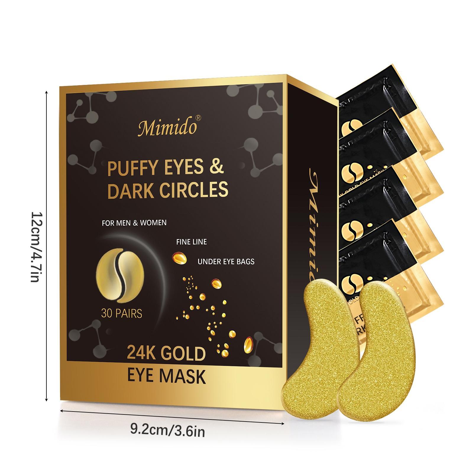 24K Gold Deeply Moisturizing Eye Mask, 30 Pairs Hydrating Eye Care Mask, Eye Care Product for Women & Men, Skin Care Product for Daily Use