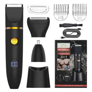3 in 1 Body Grooming Kit,Body Hair Trimmer, Manscape Pubic Hair Trimmer, Waterproof Body Electric Shaver Razor, Grooming for Face, Body, Gifts for Women, Black