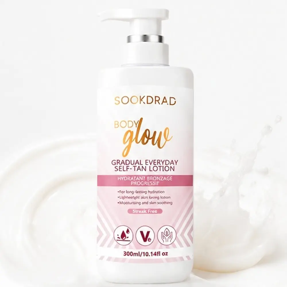 Gradual everyday self-tan lotion, streak free, lightweight, moisturizing, skin soothing, long-lasting hydration, contains Vitamin E, for body, 300ml/10.14fl oz