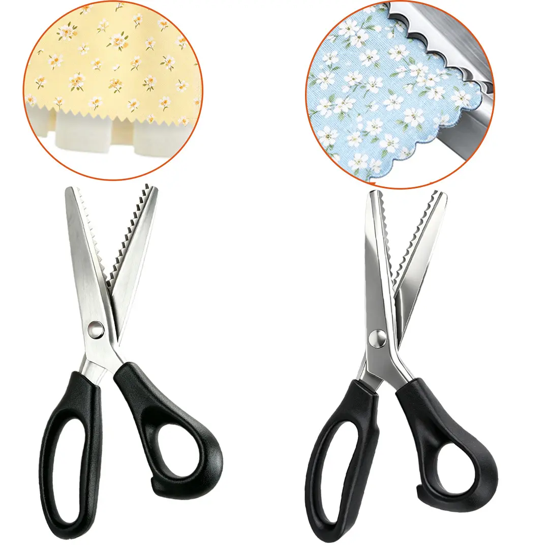 9.1 Inch Zig Zag Pinking Shears, Stainless Steel Fabric Scissors, Scalloped & Triangular Edge Sewing Scissors for Sewing,Dressmaking, & DIY Crafts,Home Sewing