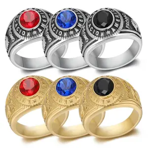 Eagle Head Pattern Heavy-Duty Solid Metal Steel Ring - Vintage Punk Hip-Hop Style Zircon Stainless Steel Men's Birthday Gift for Fashionistas, Solid Metal Rings, Steel Rings