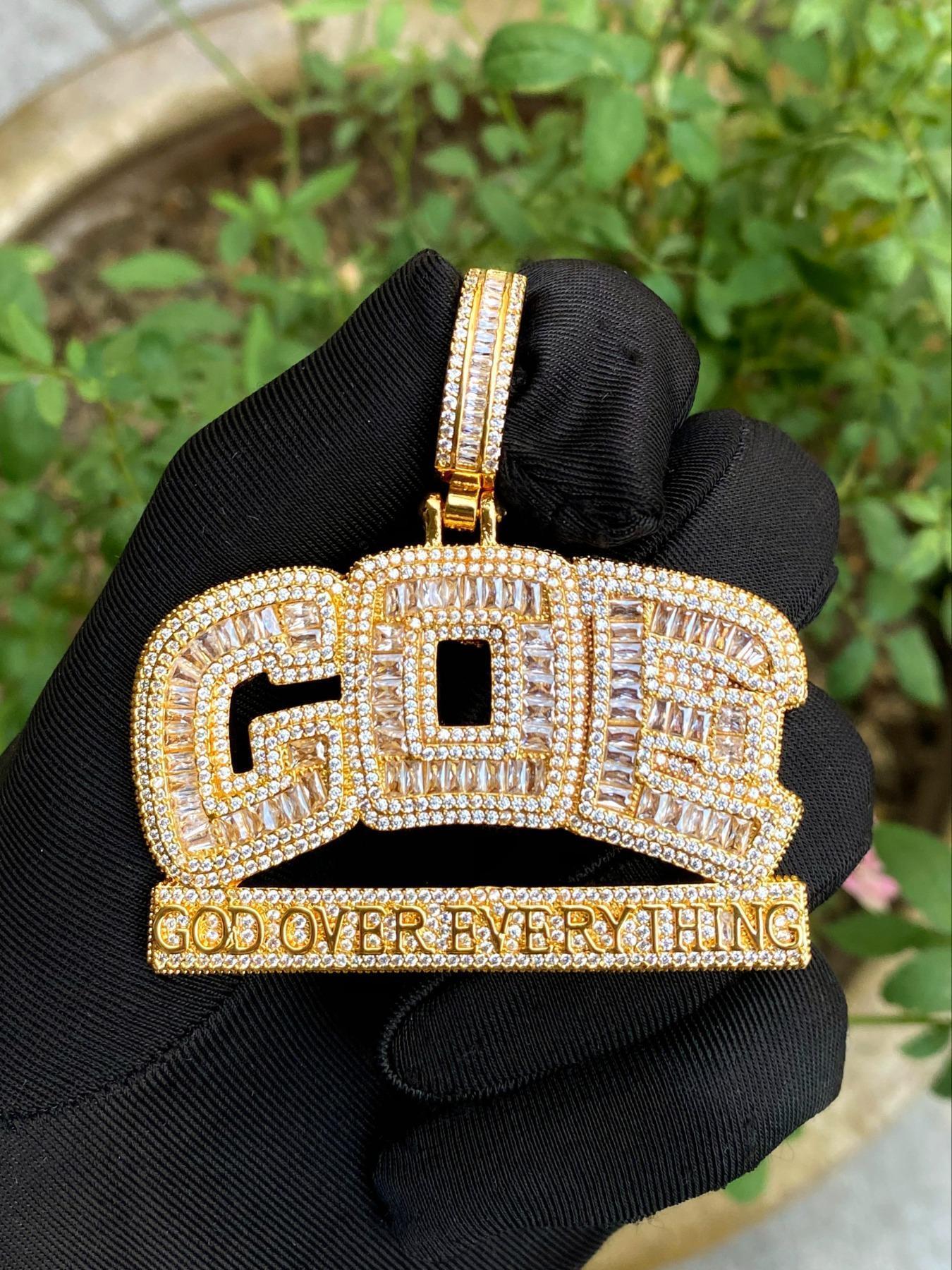 Rhinestone Decor Letter Design Pendant with Chain, Jewelry for Men, Street Trendy Charm, Hip Hop Jewelry for Party, Daily Decor, Trendy All-match & Exquisite Jewelry for Birthday Gift