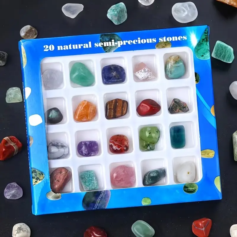 20 Pieces Mini Natural Stone Gift Set, Educational Natural Stone Jewelry for Science Learning, Perfect for Kids and Adults