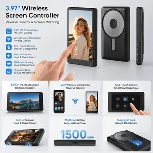 Magnetic Phone External Display for Selfie & Vlog, 1080P Wireless Recording, Touch Screen Supported. Use your phone's rear camera for selfies, vlogging and live streaming. Compatible with iOS and Android phones (Built-in speaker & touch screen available).