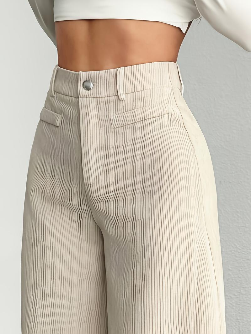 New Corduroy Wide Leg Pants High Waist Loose Fit Women's Casual Long Trousers, Comfortable and Stylish Ladies' Clothing
