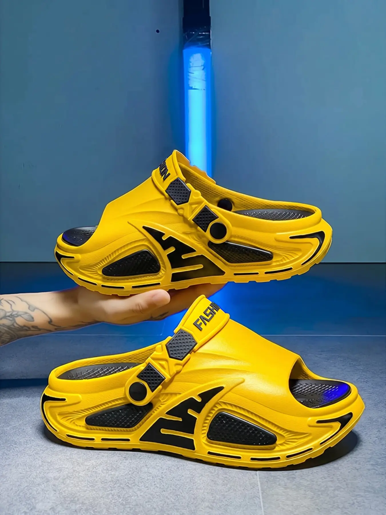 Summer Men's 5cm Thick Sole Slippers, Fashionable Eva Material, Anti-Slip Design, Comfortable & Breathable, Ideal for Home & Outdoor Activities