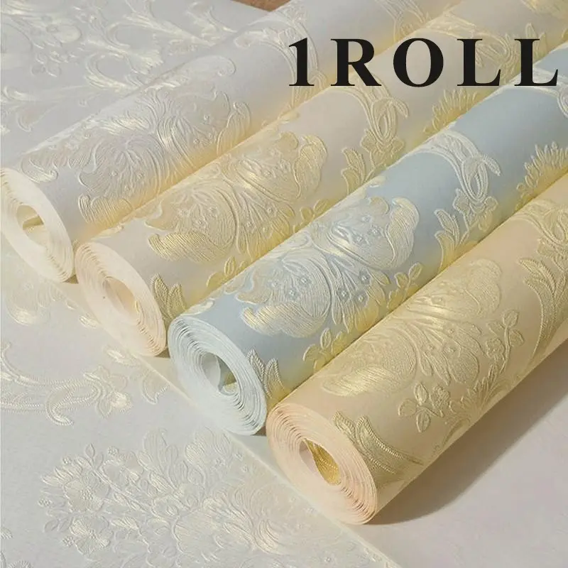 A roll of 20.86*236.22 inch self-adhesive European-style embossed 3D patterned wallpaper, peel and stick, easy to cut and install, suitable for Interior Walls, bedrooms, living rooms, TV backgrounds, and studies