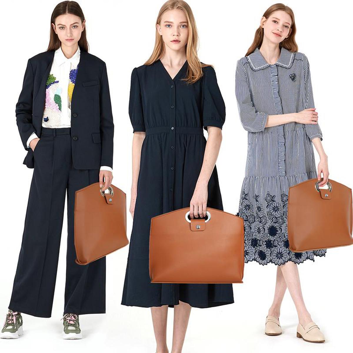 Laptop Bag for Women Waterproof Leather 13.3-15.4In Tote Bag Briefcase for Laptops iPad Cases Durable Daily Use Office Studio Leisure Large Capacity Handbag