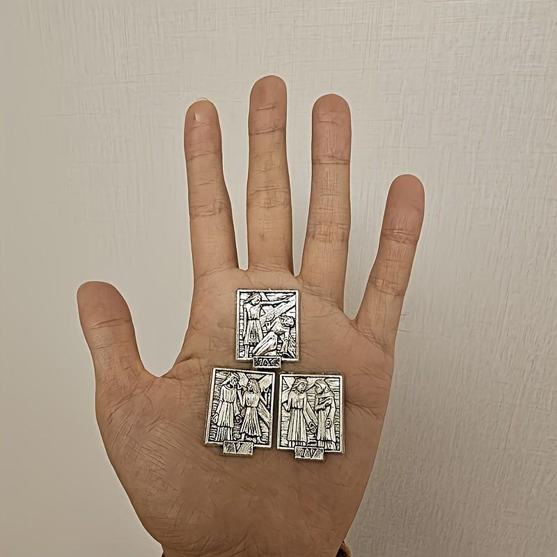 15-Piece Religious Wall Decor Zinc Alloy DIY Home Decoration, Easter & Christmas Ornaments, Stick-On Frame or Tabletop Display