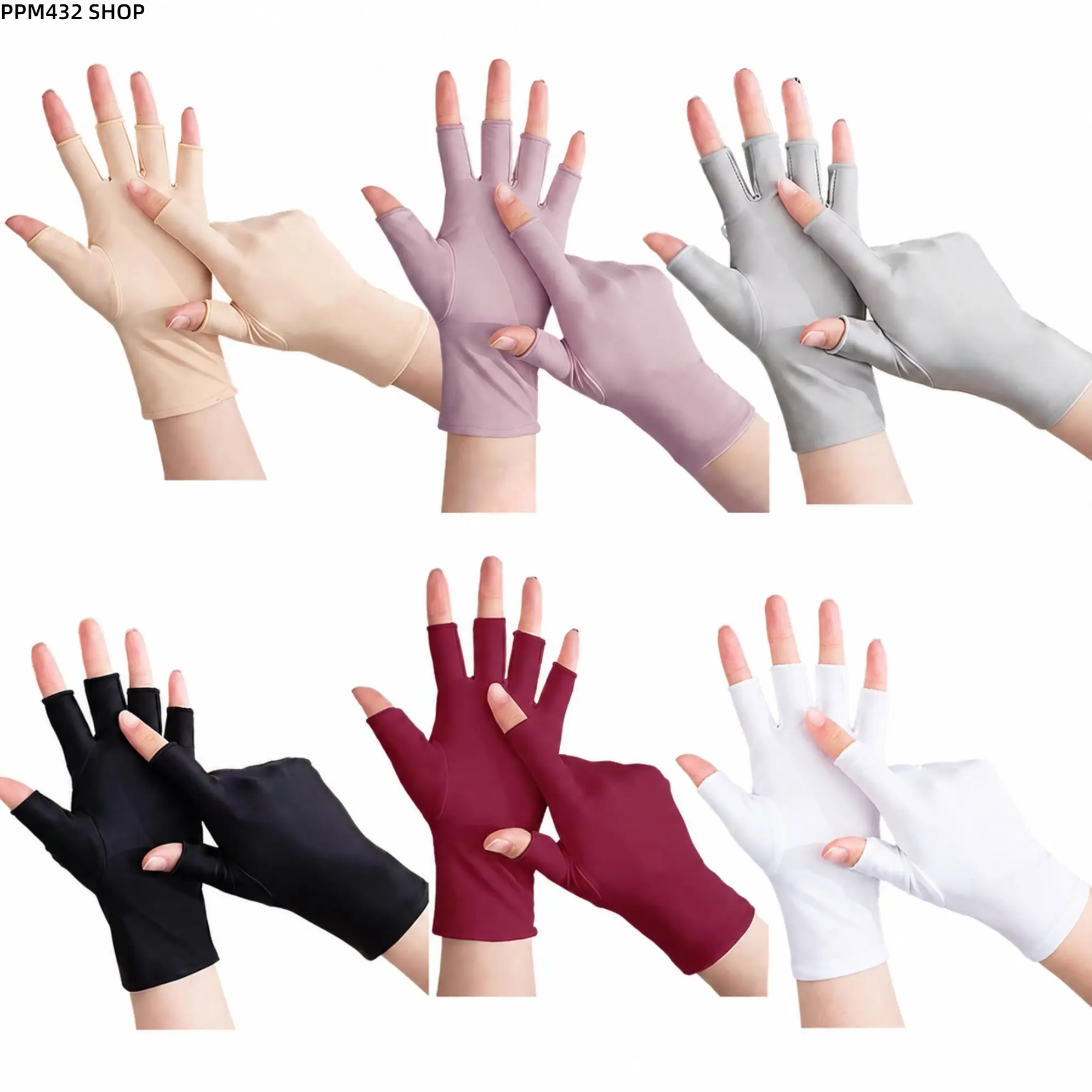 6 Pairs Unisex UV Protection Fingerless Gloves, Lightweight Ice Silk Breathable Sun Gloves for Driving, Cycling, Fishing, Gardening, Nail Art and Outdoor Activities