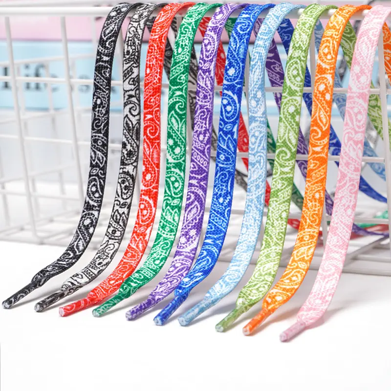 Paisley Print Flat Woven Shoe Laces Tight Weaving Anti Fray PVC Tip Durable Replacement Shoelaces For Sneakers Casual Shoes Multiple
