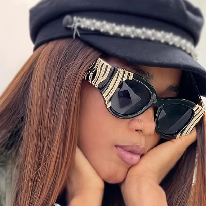 2026 Latest Launch Oversized Cat Eye Glasses, Unisex Vintage Punk Style with Metallic Accents, Mirrored Gradient Lenses & Cleaning Cloth