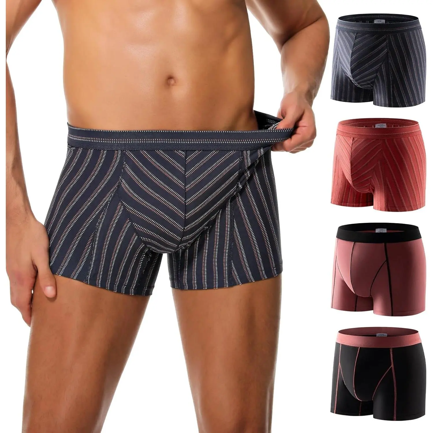 Men’s Incontinence Underwear 4-Pack – Front Absorbency Boxer Briefs, 4-Layer Protection, Soft & Breathable, Reusable & Washable Regular Underwear for Light to Moderate Leaks 80ml, Medium