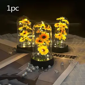 Sunflower Design Light Up Display Box, 1 Piece Battery Powered Flower Light Box without Battery, Decorative Ornament, Led Decoration, Gift for Mom, Wife, Girlfriend, Led Lights, Battery Operated Light, Glowing Led Lights
