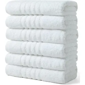 Towels 6 Pack Bath Towel for Bathroom, 100% Cotton (24 x 48 Inches) High Absorbency Quick Drying (White)