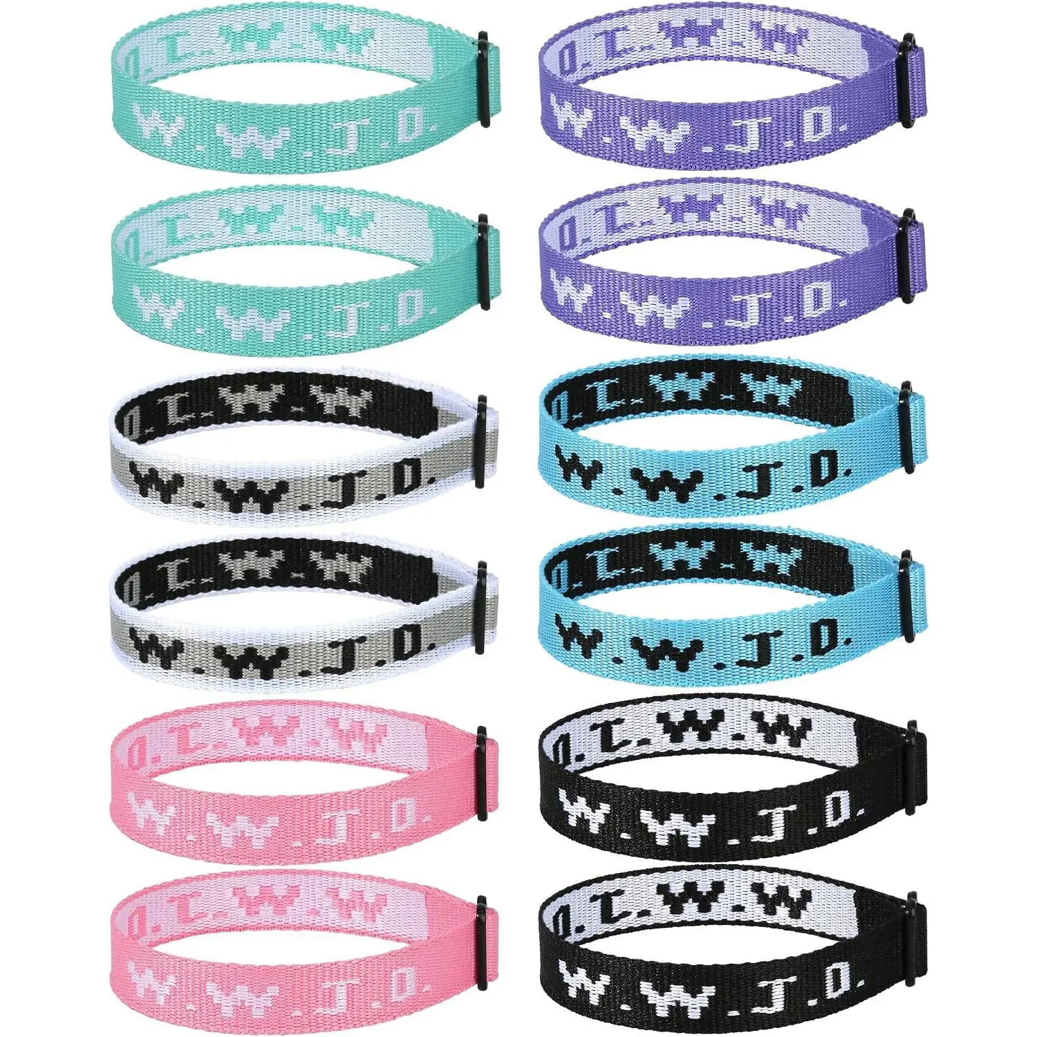 12 count WWJD Bracelet Pack, Christian Gifts Adjustable Wristbands, WWJD  Bracelets Bulk - What Would  Do Bracelet for Women Men