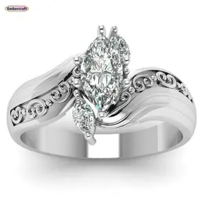 Women's Marquise Cut CZ Ring, Sparkly Cubic Zirconia Statement Jewelry, Elegant Aesthetic Ring for Women, Ideal for Party Engagement Daily Wear, Rings For Women
