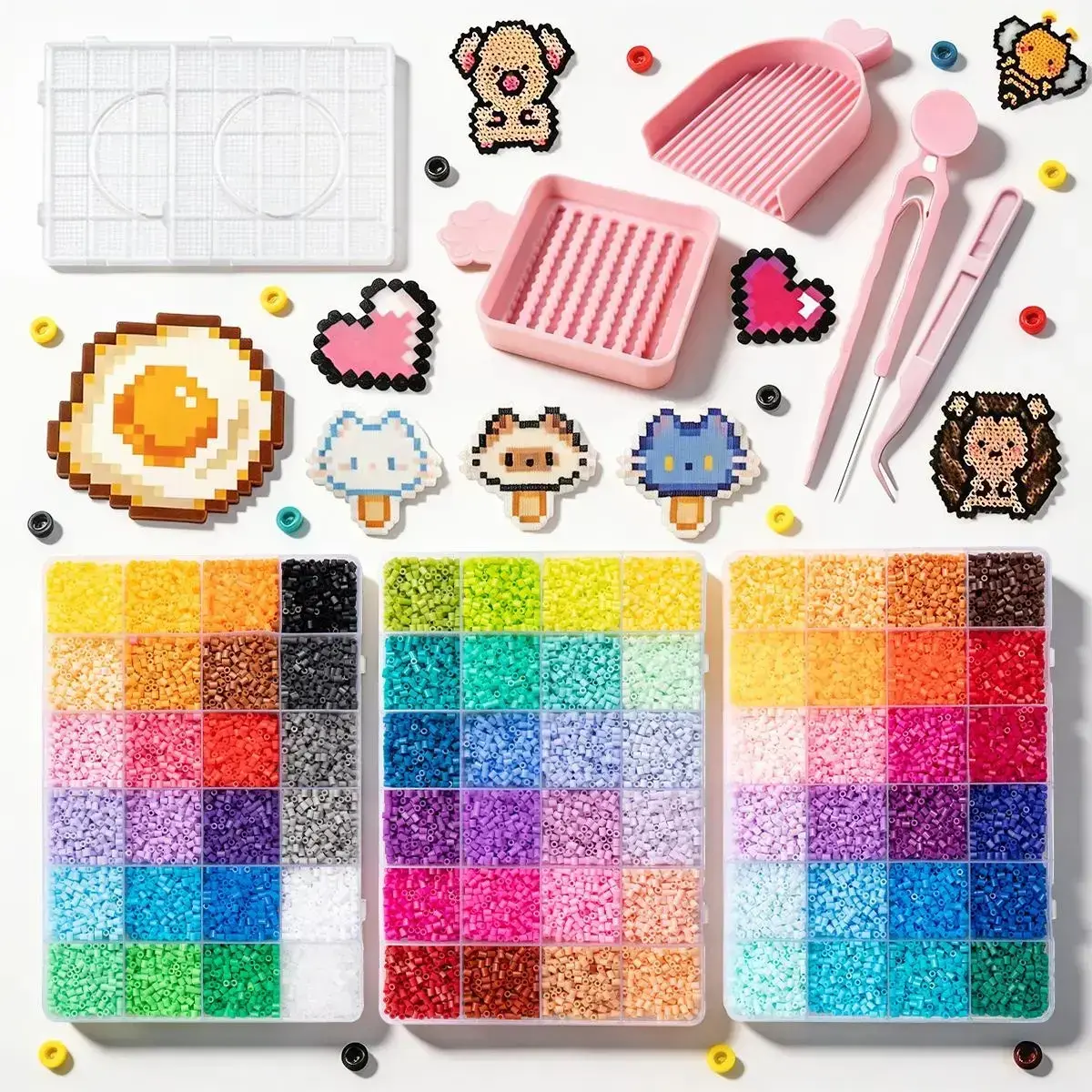 Art Beads Kit,  Colorful Beads with Storage Box, Diy Mixed Beads, DIY Handmade Beading Supplies, Jewelry Making, Jigsaw Puzzle Fusion Beans, Beading Making, DIY Beading Accessories